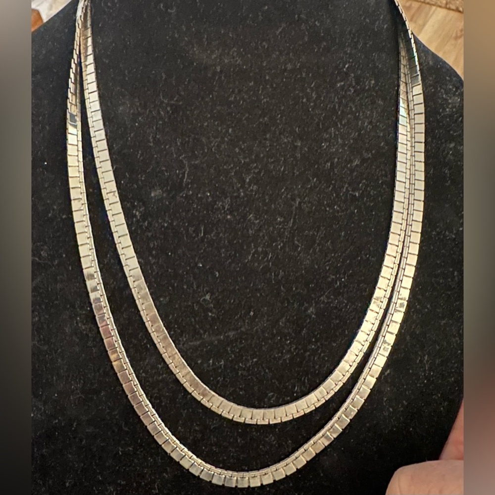 Vintage Double Strand Flat Link Necklace